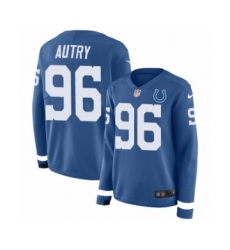 Women's Nike Indianapolis Colts #96 Denico Autry Limited Blue Therma Long Sleeve NFL Jersey