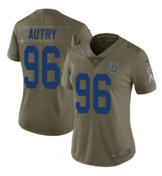 Women's Nike Indianapolis Colts #96 Denico Autry Limited Olive 2017 Salute to Service NFL Jersey
