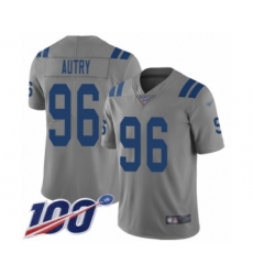 Youth Indianapolis Colts #96 Denico Autry Limited Gray Inverted Legend 100th Season Football Jersey
