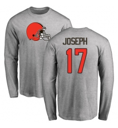 NFL Nike Cleveland Browns #17 Greg Joseph Ash Name & Number Logo Long Sleeve T-Shirt