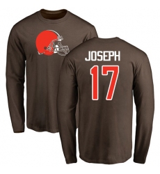 NFL Nike Cleveland Browns #17 Greg Joseph Brown Name & Number Logo Long Sleeve T-Shirt