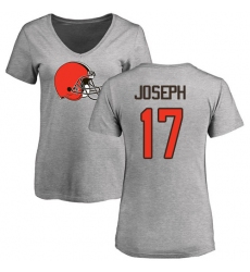 NFL Women's Nike Cleveland Browns #17 Greg Joseph Ash Name & Number Logo T-Shirt