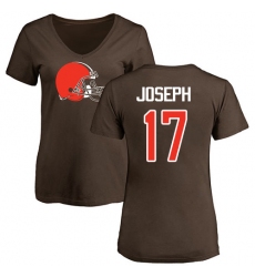 NFL Women's Nike Cleveland Browns #17 Greg Joseph Brown Name & Number Logo T-Shirt