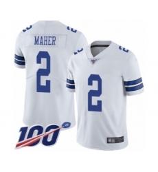 Men's Dallas Cowboys #2 Brett Maher White Vapor Untouchable Limited Player 100th Season Football Jersey