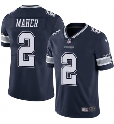 Men's Nike Dallas Cowboys #2 Brett Maher Navy Blue Team Color Vapor Untouchable Limited Player NFL Jersey