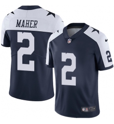 Men's Nike Dallas Cowboys #2 Brett Maher Navy Blue Throwback Alternate Vapor Untouchable Limited Player NFL Jersey