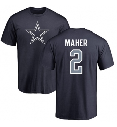 NFL Nike Dallas Cowboys #2 Brett Maher Navy Blue Name & Number Logo T-Shirt