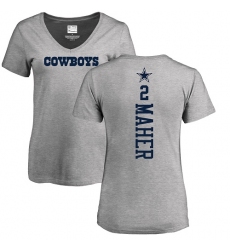 NFL Women's Nike Dallas Cowboys #2 Brett Maher Ash Backer V-Neck T-Shirt