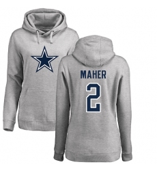 NFL Women's Nike Dallas Cowboys #2 Brett Maher Ash Name & Number Logo Pullover Hoodie
