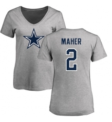 NFL Women's Nike Dallas Cowboys #2 Brett Maher Ash Name & Number Logo Slim Fit T-Shirt