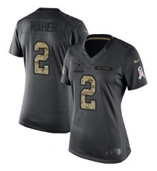 Women's Nike Dallas Cowboys #2 Brett Maher Limited Black 2016 Salute to Service NFL Jersey
