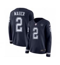 Women's Nike Dallas Cowboys #2 Brett Maher Limited Navy Blue Therma Long Sleeve NFL Jersey