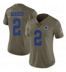 Women's Nike Dallas Cowboys #2 Brett Maher Limited Olive 2017 Salute to Service NFL Jersey