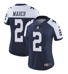 Women's Nike Dallas Cowboys #2 Brett Maher Navy Blue Throwback Alternate Vapor Untouchable Limited Player NFL Jersey