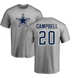 NFL Nike Dallas Cowboys #20 Ibraheim Campbell Ash Name & Number Logo T-Shirt