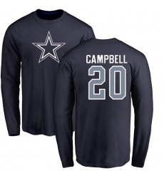 NFL Nike Dallas Cowboys #20 Ibraheim Campbell Navy Blue Name & Number Logo Long Sleeve T-Shirt