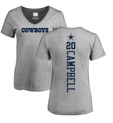NFL Women's Nike Dallas Cowboys #20 Ibraheim Campbell Ash Backer V-Neck T-Shirt