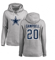 NFL Women's Nike Dallas Cowboys #20 Ibraheim Campbell Ash Name & Number Logo Pullover Hoodie