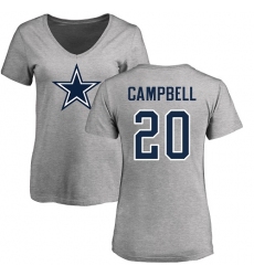 NFL Women's Nike Dallas Cowboys #20 Ibraheim Campbell Ash Name & Number Logo Slim Fit T-Shirt