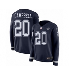 Women's Nike Dallas Cowboys #20 Ibraheim Campbell Limited Navy Blue Therma Long Sleeve NFL Jersey