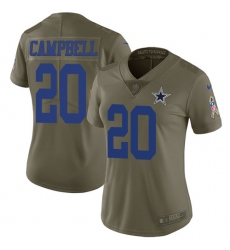 Women's Nike Dallas Cowboys #20 Ibraheim Campbell Limited Olive 2017 Salute to Service NFL Jersey