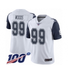 Men's Dallas Cowboys #99 Antwaun Woods Limited White Rush Vapor Untouchable 100th Season Football Jersey
