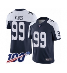Men's Dallas Cowboys #99 Antwaun Woods Navy Blue Throwback Alternate Vapor Untouchable Limited Player 100th Season Football Jersey