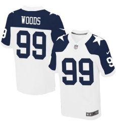 Men's Nike Dallas Cowboys #99 Antwaun Woods Elite White Throwback Alternate NFL Jersey