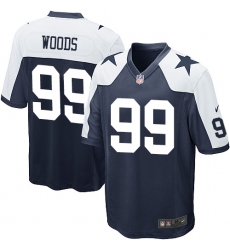 Men's Nike Dallas Cowboys #99 Antwaun Woods Game Navy Blue Throwback Alternate NFL Jersey