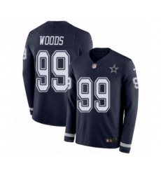 Men's Nike Dallas Cowboys #99 Antwaun Woods Limited Navy Blue Therma Long Sleeve NFL Jersey