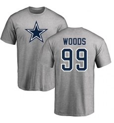 NFL Nike Dallas Cowboys #99 Antwaun Woods Ash Name & Number Logo T-Shirt