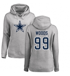 NFL Women's Nike Dallas Cowboys #99 Antwaun Woods Ash Name & Number Logo Pullover Hoodie