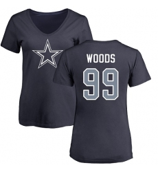 NFL Women's Nike Dallas Cowboys #99 Antwaun Woods Navy Blue Name & Number Logo Slim Fit T-Shirt