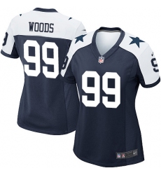 Women's Nike Dallas Cowboys #99 Antwaun Woods Game Navy Blue Throwback Alternate NFL Jersey