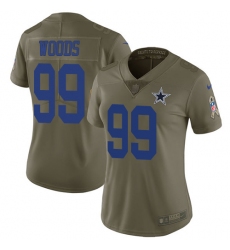 Women's Nike Dallas Cowboys #99 Antwaun Woods Limited Olive 2017 Salute to Service NFL Jersey
