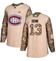 Men's Adidas Montreal Canadiens #13 Max Domi Authentic Camo Veterans Day Practice NHL Jersey