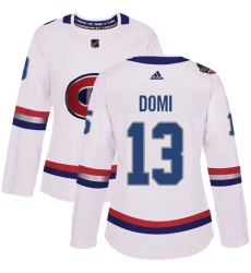 Women's Adidas Montreal Canadiens #13 Max Domi Authentic White 2017 100 Classic NHL Jersey