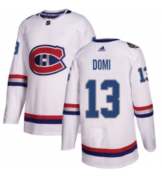 Youth Adidas Montreal Canadiens #13 Max Domi Authentic White 2017 100 Classic NHL Jersey