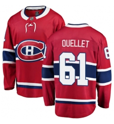 Youth Montreal Canadiens #61 Xavier Ouellet Authentic Red Home Fanatics Branded Breakaway NHL Jersey