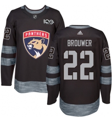 Men's Adidas Florida Panthers #22 Troy Brouwer Authentic Black 1917-2017 100th Anniversary NHL Jersey