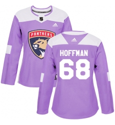 Women's Adidas Florida Panthers #68 Mike Hoffman Authentic Purple Fights Cancer Practice NHL Jersey
