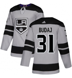 Men's Adidas Los Angeles Kings #31 Peter Budaj Premier Gray Alternate NHL Jersey