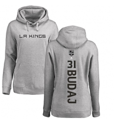 NHL Women's Adidas Los Angeles Kings #31 Peter Budaj Ash Backer Pullover Hoodie