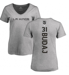 NHL Women's Adidas Los Angeles Kings #31 Peter Budaj Ash Backer T-Shirt