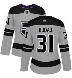 Women's Adidas Los Angeles Kings #31 Peter Budaj Authentic Gray Alternate NHL Jersey