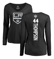 NHL Women's Adidas Los Angeles Kings #44 Nate Thompson Black Backer Long Sleeve T-Shirt