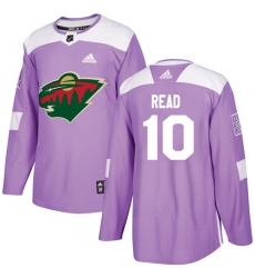 Youth Adidas Minnesota Wild #10 Matt Read Authentic Purple Fights Cancer Practice NHL Jersey