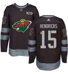Men's Adidas Minnesota Wild #15 Matt Hendricks Authentic Black 1917-2017 100th Anniversary NHL Jersey