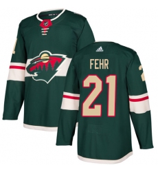 Men's Adidas Minnesota Wild #21 Eric Fehr Authentic Green Home NHL Jersey