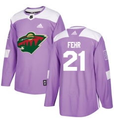 Youth Adidas Minnesota Wild #21 Eric Fehr Authentic Purple Fights Cancer Practice NHL Jersey